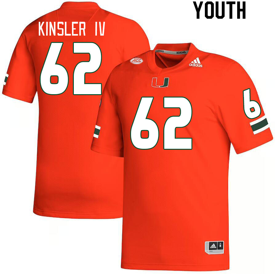 Youth #62 Tommy Kinsler IV Miami Hurricanes College Football Jerseys Stitched Sale-Orange - Click Image to Close